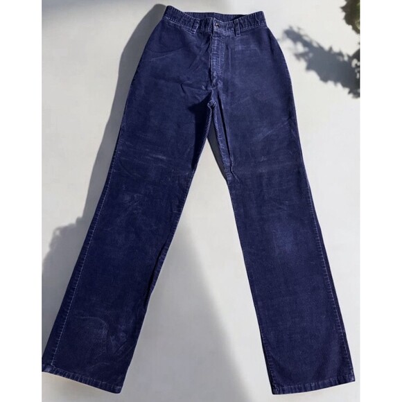 VTG Crestline High Waisted Corduroy Pants Size 10 Straight Leg 1970s Navy Boho - Picture 2 of 14